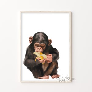 Albus the Chimp art print // nursery decor // kids room // home decor// monkey print // jungle theme // baby animal picture// chimpanzee