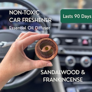 Natural Car Air Freshener – Lasts 90 Days – Sandalwood & Frankincense Essential Oil Diffuser