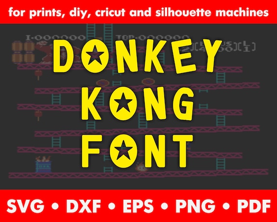Font donkey kong svg dxf eps png pdf mario font arcade | Etsy