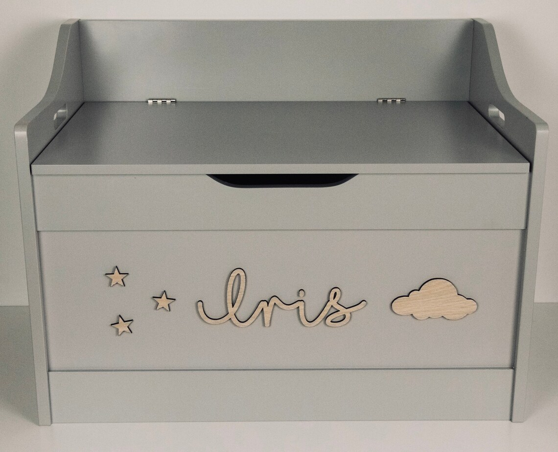 Personalised Toy Box Soft Grey Etsy