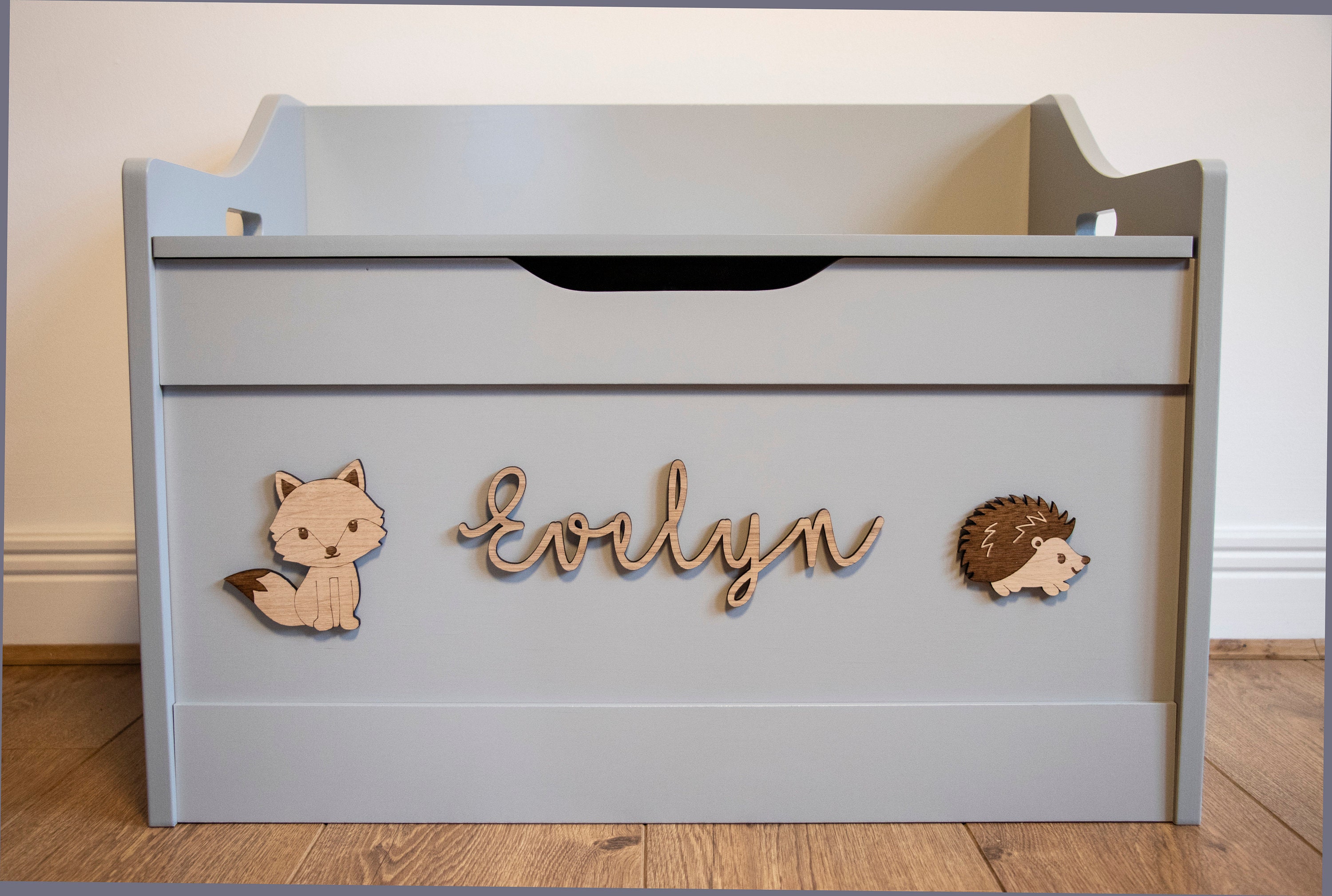 Personalised Toy Box Soft Grey Etsy