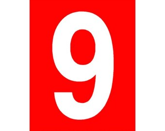 Bin Sticker - White Number on Red Background