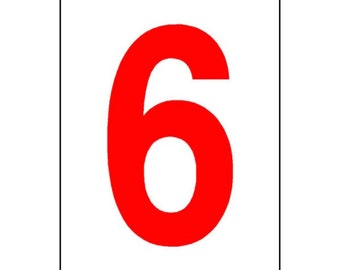 Bin Sticker - Red Number on White Background