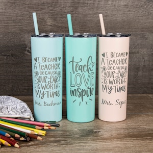 Teacher Tumblers, Personalized Tumbler for Teachers, Laser Engraved Gift Tumbler, Gifts for Teachers, Engraved Coffee Tumbler, Teacher Gift