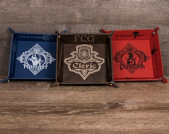 Character Dice Tray, Custom Engraved Leather Dice Tray, Personalized Gaming Dice Tray, Game Tray, Game Master Engraved Dice Tray, Class Tray