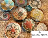 Set of 10 colorful Hanger Wall Baskets and Plates, Boho Wall Art, Bohemian Wall Decor, Wicker Basket