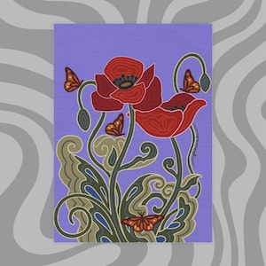 Mohnblumen-Postkarte, Umschläge eingeschlossen
