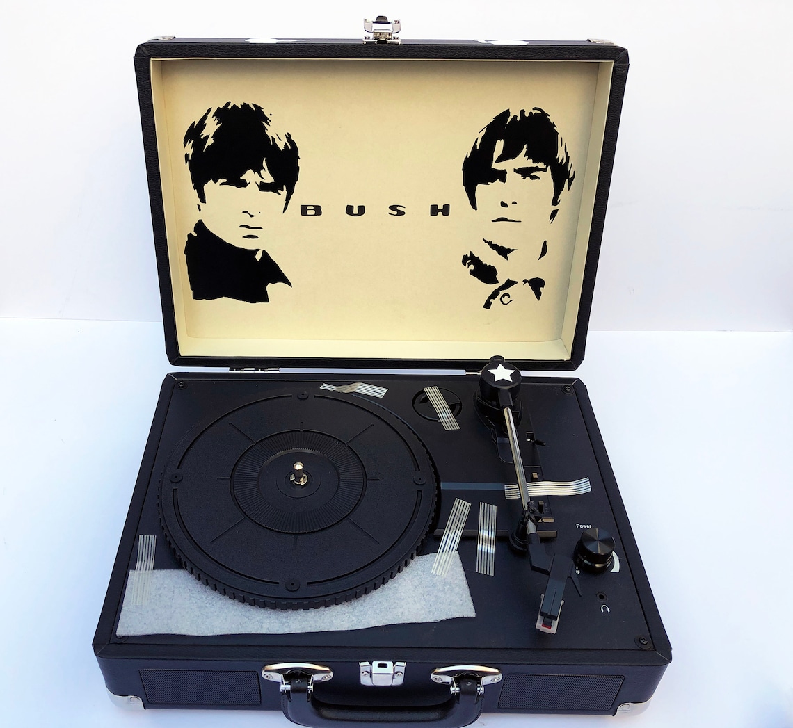 bush classic retro portable case record player black