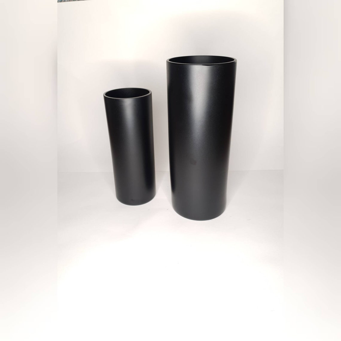 Matte Black Cylinder Glass Vase Etsy