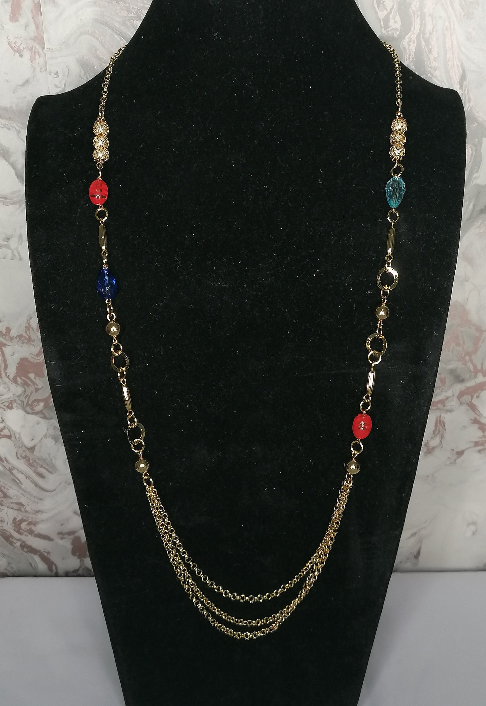 Gold Costume Fashion Extra Long Chain Fashion Necklace Etsy UK