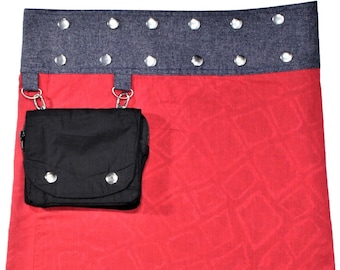 Falda cruzada clásica reversible Gugi con bolsillo, falda reversible, falda corta, falda para mujer