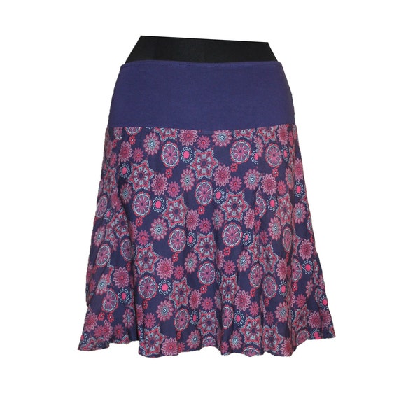 Gugi Women Mini High Waisted Skater Skirt, Stylish Purple Rayon Skirt, Women Mini Skirt, Unique Skirt Adjustable Waistband Size 28 to 36