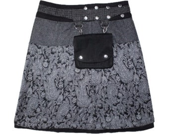 GUGI Reversible Classic Wrap Skirt With  pocket
