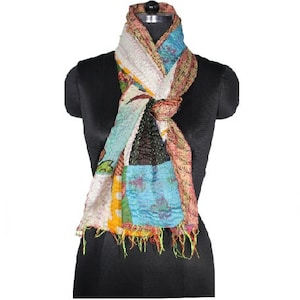 Kantha Neck Wrap Scarf, Reversible Scarf, 20 X 78&quot;