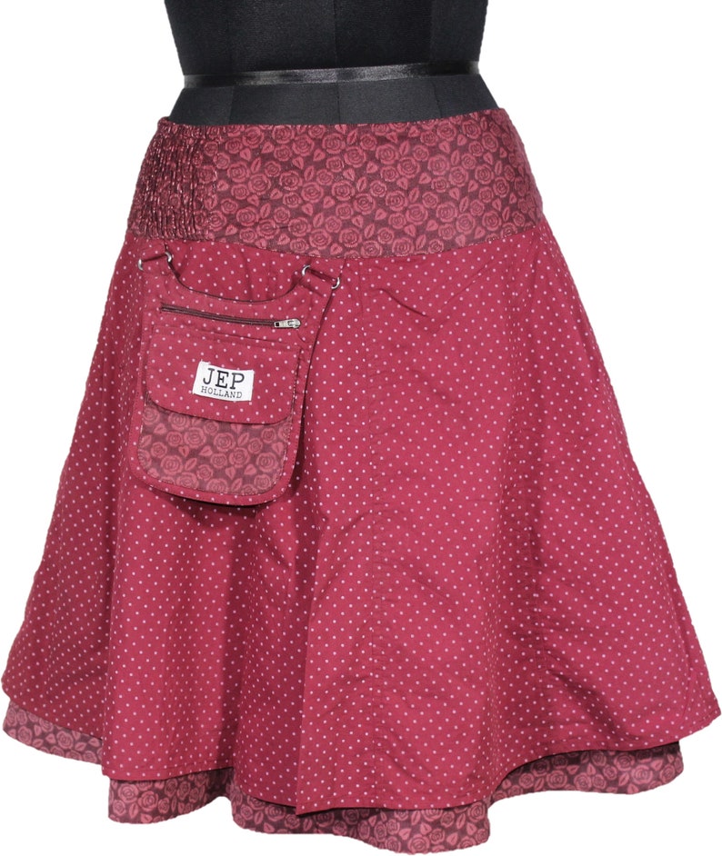 Gugi Elastic Reversible Skirt, Adjustable Mini Skirt Universal Size, Pouch Skirt, Women Skirt, Corduroy Skirt, Knee Skirt image 6