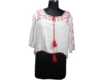 White Top, Embroidered Top, Summer Top, Women Top