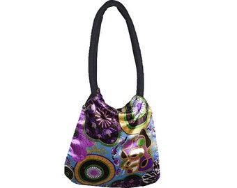 Gugi shoulder bag with Multi color  flowers, gift for her, birthday gift, Women Silk Bags