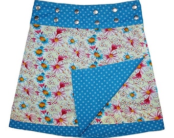 Gugi Reversible Women's Wrap Skirt, Women's Skirt, Snap Skirt, Universal Size Skirt, Adjustable Mini Skirt, Waist Size- 56 cm To 92 cm