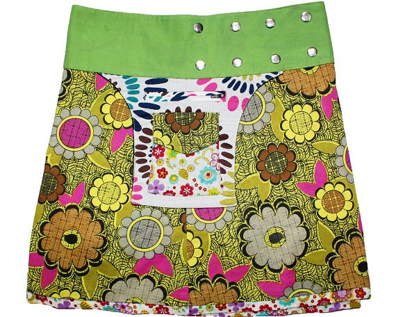 Gugi Jupe portefeuille r versible avec poche Minijupe Jupe d