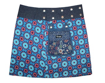 Gugi Reversible Women Wrap Skirt With Pocket, Women Mini Skirt, Women Cotton Skirt, Denim Skirt, Plus Size Wrap Skirt, Universal Size