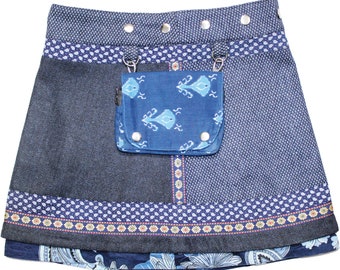 Gugi Reversible Women Wrap  Skirt With Pocket, Women's Skirt, Universal Size Skirt, Mini Skirt, Winter Skirt, Woolen Skirt, Lace Skirt