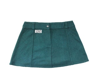 Gugi Short Wool skirt, Winter Women Skirt, Mini Skirt, Green Skirt