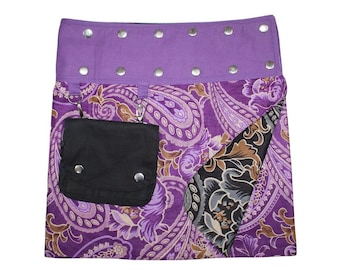 Gugi Women Reversible Wrap Skirt, Snap Button Pouch Skirt, Cotton Ladies Skirt, Short Wrap Skirt, Adjustable Skirt, Universal Size