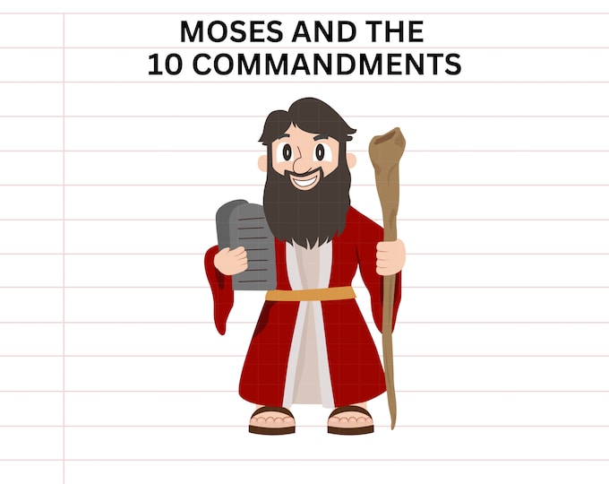 Moses and the 10 Commandments, Clip Art, PNG, JPG, Instant Download ...