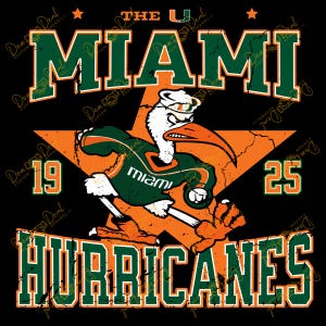 Miami Hurricanes Football PNG: Shirt Design, Wall Decal (Digital Download)