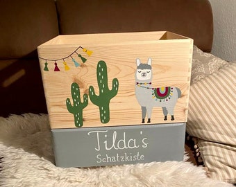Holzbox Spielzeugkiste mit Name Alpaka Holzbox fürs Kinderzimmer Babygeschenk Taufe Geburt Geburtstag Ostern personalisiert