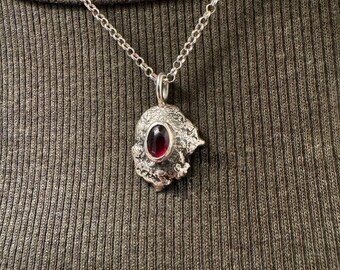 Molten Sterling-Silver Garnet Pendant