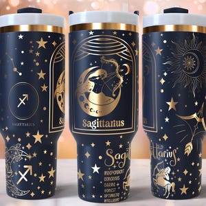 Znak zodiaku Strzelec Grawerowany laserowo Pełny projekt opakowania na kubek 40oz, pobieranie cyfrowe, SVG dla Laser Rotary, Opakowanie laserowe na kubek 40oz