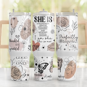 Positive Affirmations 40 oz Tumbler Wrap PNG, 40 oz Tumbler Template, 40 oz Sublimation Design, Tumbler Template Wrap, Mothers Day 40oz Wrap