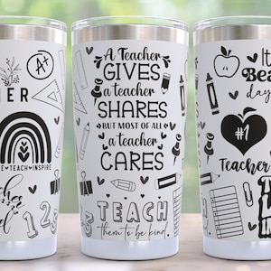 Teacher Appreciation Laser Engraved Full Wrap Design for 20oz Tumbler ...