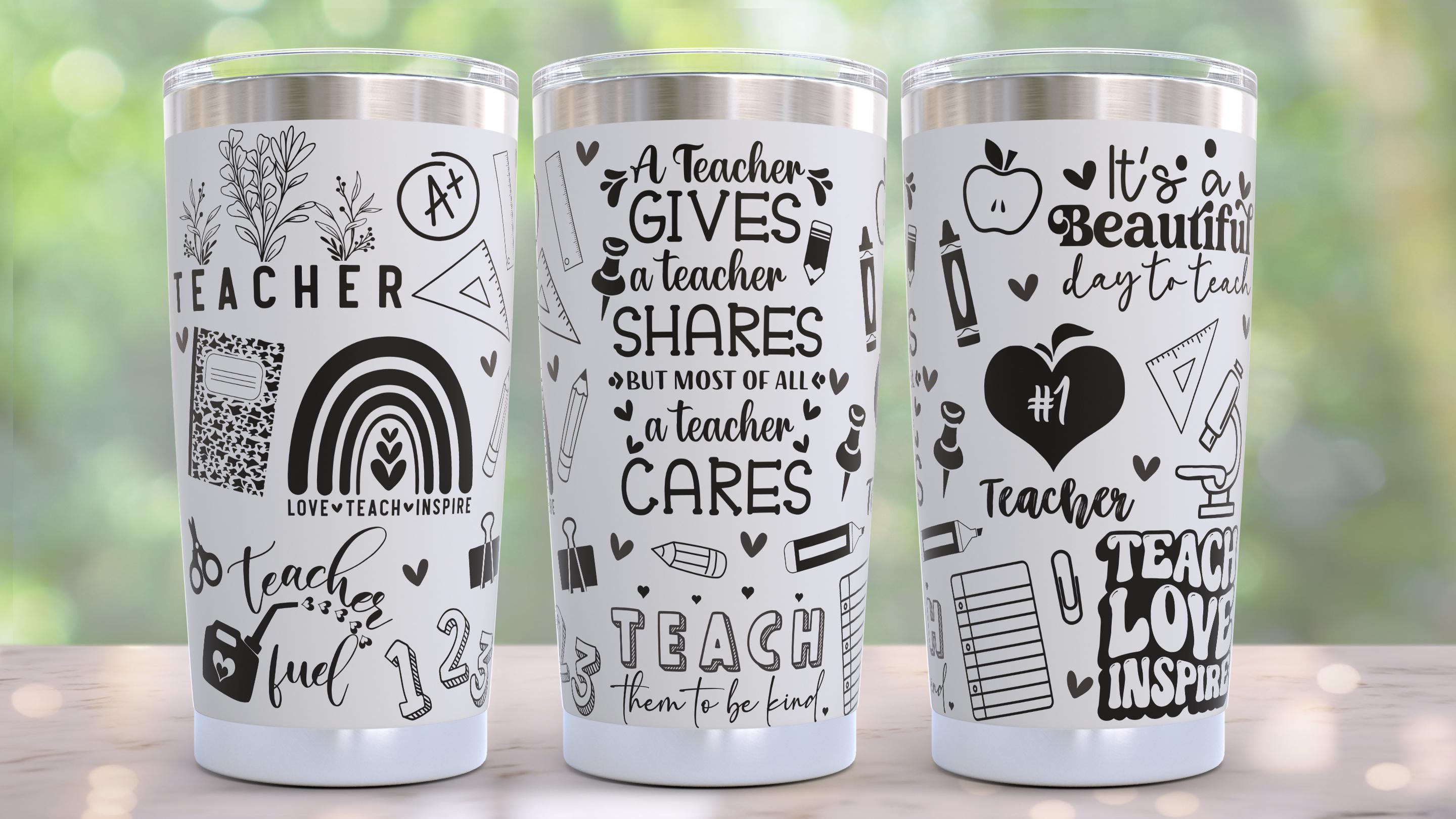Teacher Appreciation Laser Engraved Full Wrap Design for 20oz Tumbler ...