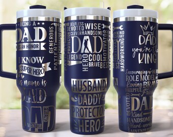 Best Dad Ever Laser Engraved Full Wrap Design for 40oz Tumbler, Digital Download, SVG For Laser Rotary, Fathers Day 40oz Tumbler Laser Wrap,