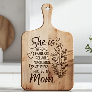 4 Mama Muttertag Laser graviertes Schneidebrett SVG PNG Design, Charcutier Board Bild 5