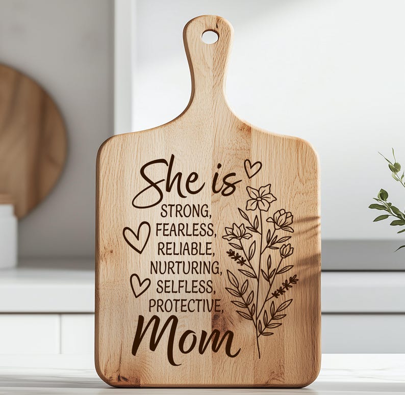 4 Mama Muttertag Laser graviertes Schneidebrett SVG PNG Design, Charcutier Board Bild 5