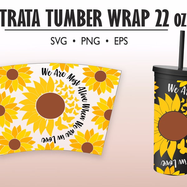 SUNFLOWER BUTTERFLY • Strata Tumbler Wrap 22 oz • Strata Full Wrap • Tumbler Wrap • Digital Download • Eps • Png • Svg