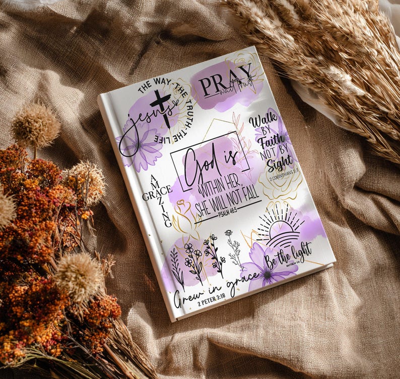 God Is Within Journal Covers PNG Design, Printable Planner Cover, Spiral Notebook Cover, Religious Bible Journal Cover Design, Download image 4