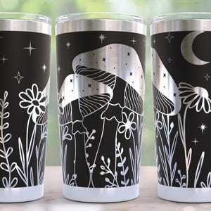 Boho Mushroom Laser Engraved Full Wrap Design For 20oz Tumbler, SVG, Tumbler Wrap For Rotary, Mushrooms Laser Engraved 30oz Tumbler Design