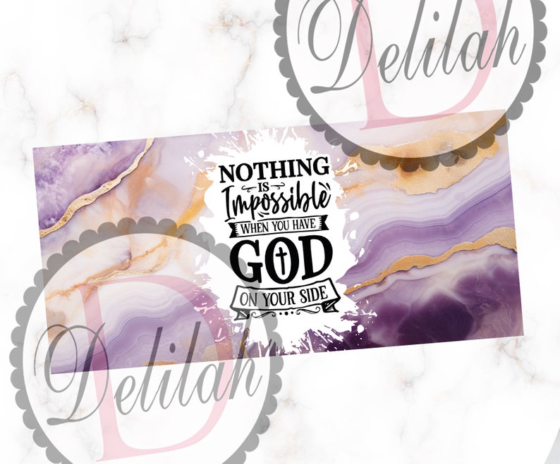 Jesus Faith Quote 16oz Libbey Tumbler Wrap Archivo PNG • Sublimación de vaso de cristal de 16oz de mármol de ágata de oro púrpura • ARCHIVO digital imagen 2