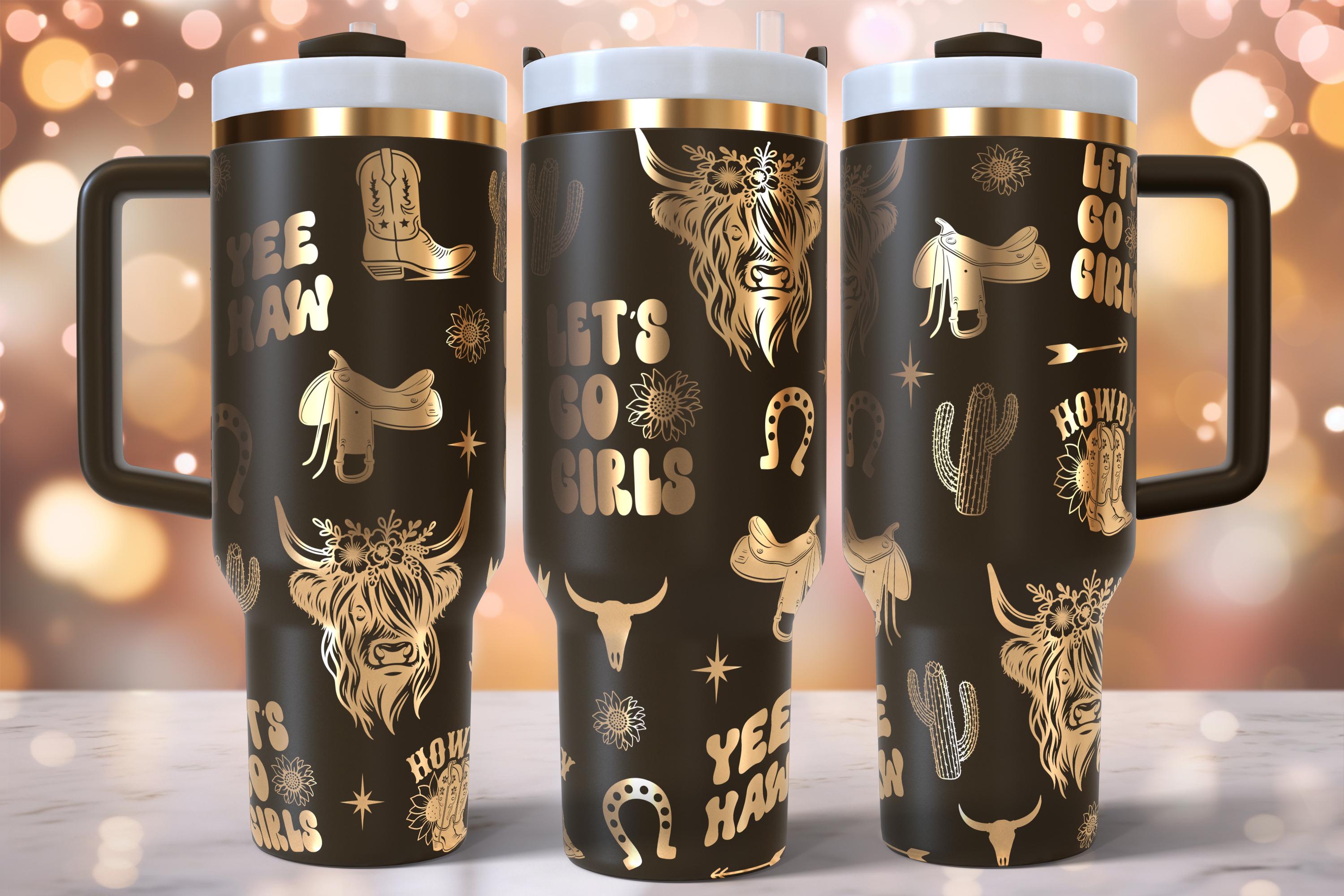 Western Cowboy Laser Engraved Full Wrap Design for 40oz Tumbler ...
