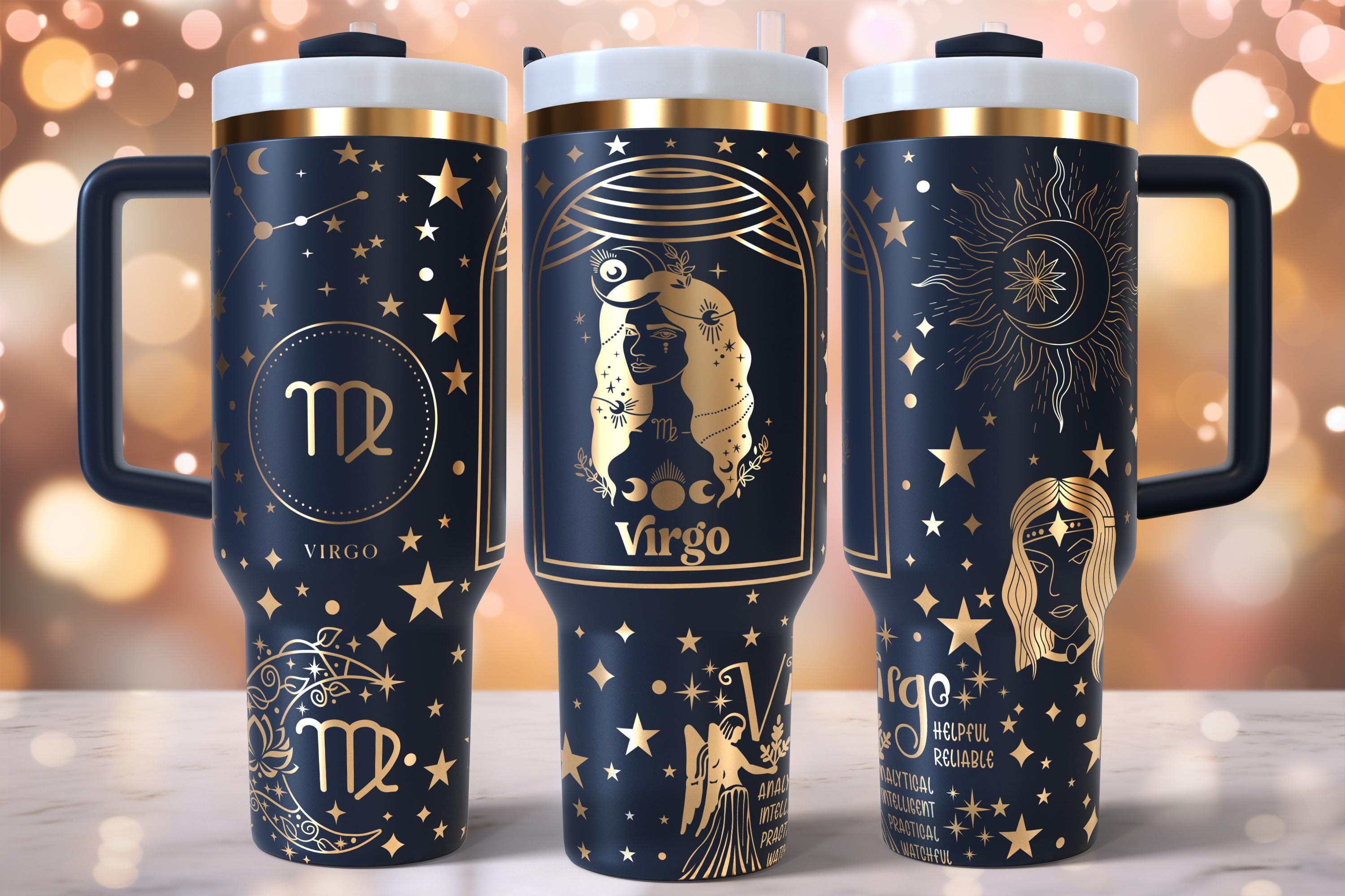 Zodiac Sign VIRGO Laser Engraved Full Wrap Design for 40oz Tumbler