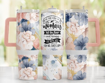 Faith Christian 40oz Tumbler Sublimation Design Wrap, 40oz Quencher Tumbler Wrap PNG File Template Digital Download - Floral