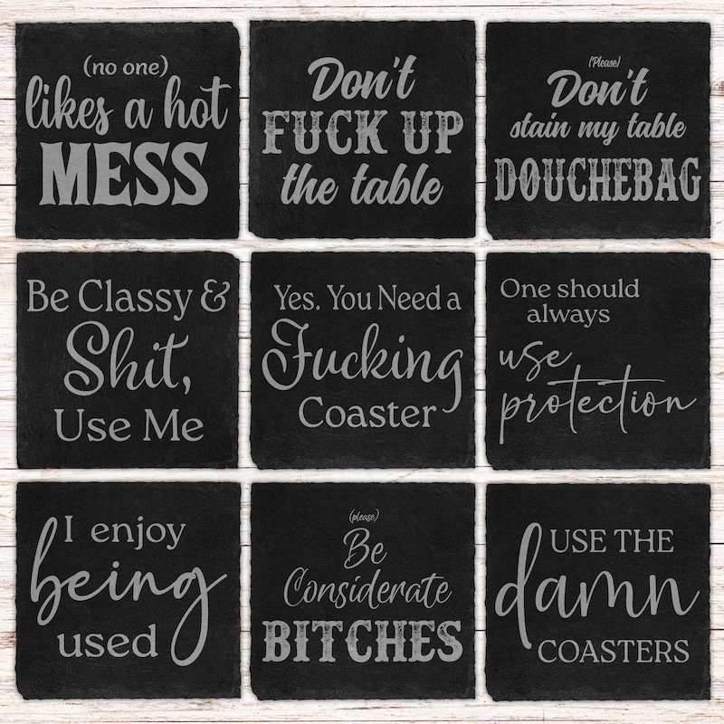 Slate Coaster Rude Slate Coasters - Etsy UK