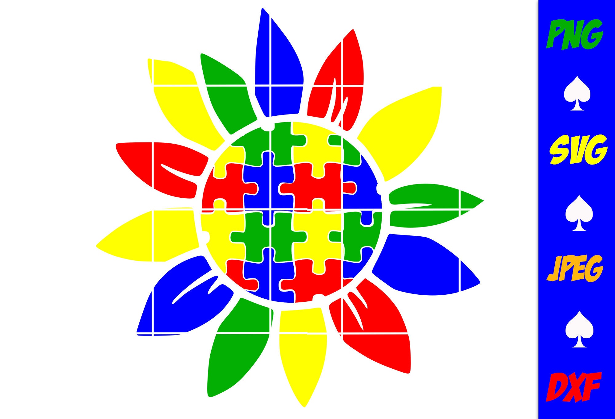 Autism Puzzle Piece Flower SVG/PNG Autism Flower Svg Heart Etsy Ireland