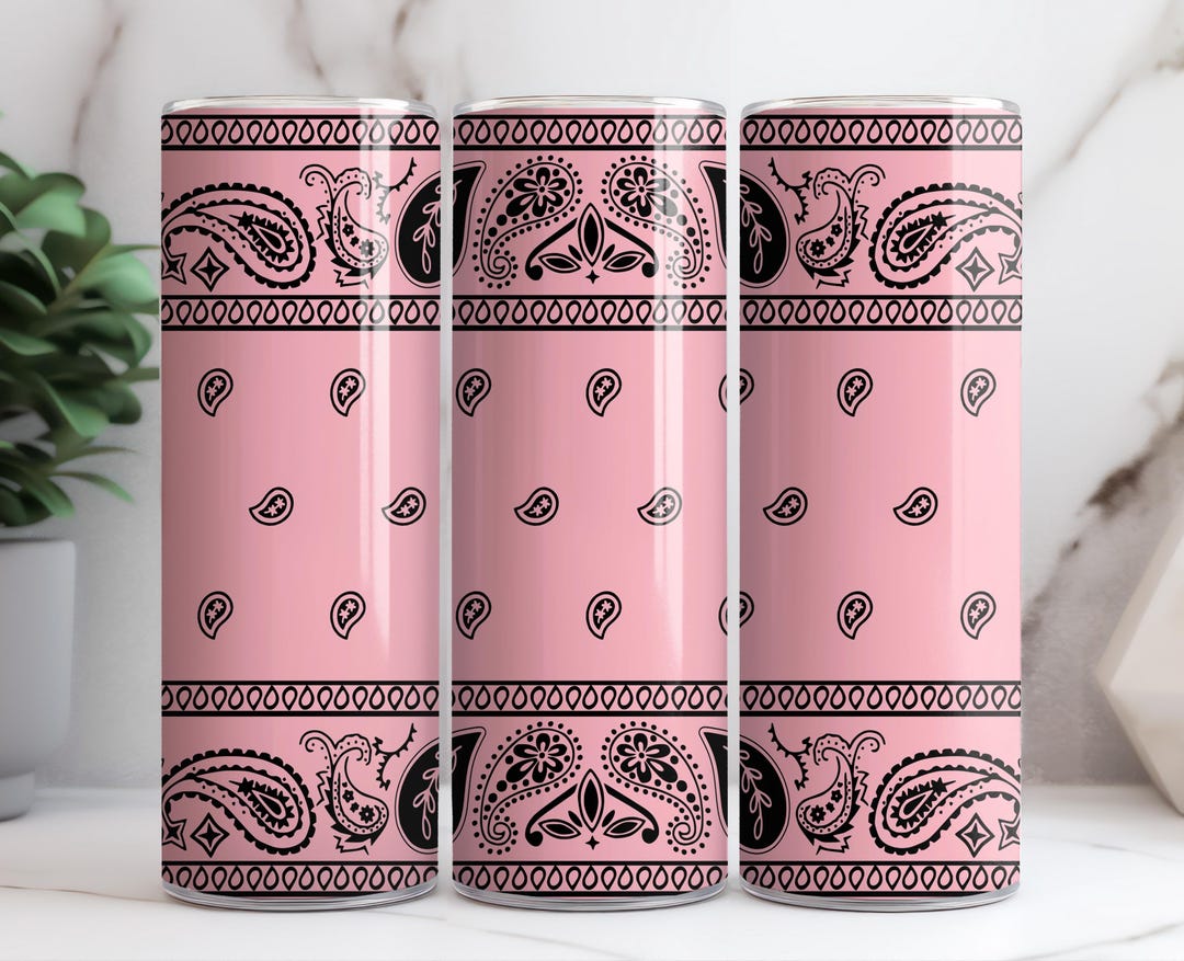 Pink Black Bandana 20oz Skinny Tumbler PNG Sublimation Design Digital ...