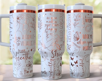 Diseño de envoltura completa con grabado láser de afirmación de amor propio para vaso de 40 oz, descarga digital, SVG para láser rotatorio, envoltura láser para vaso de 40 oz
