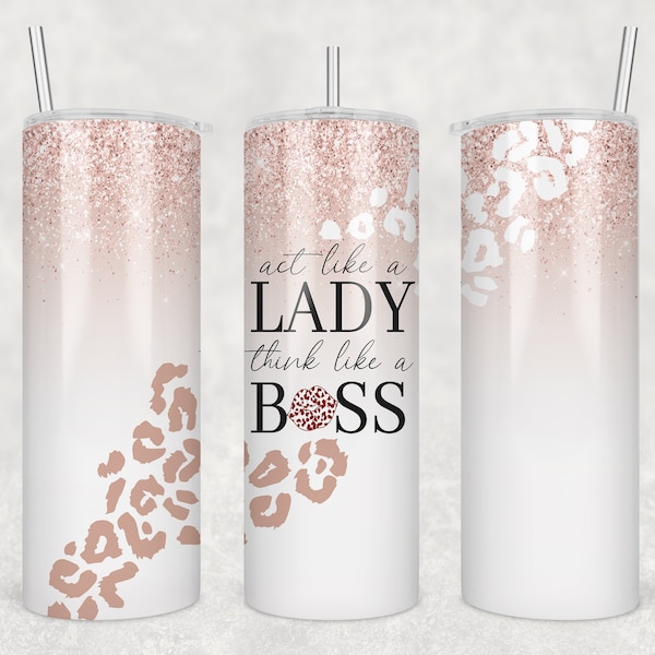 Leopard Print 20 oz Skinny Tumbler Sublimation Wrap • ДЕЙСТВУЙТЕ как ЛЕДИ думайте как босс • Цифровая загрузка • PNG-файл • Сублимация